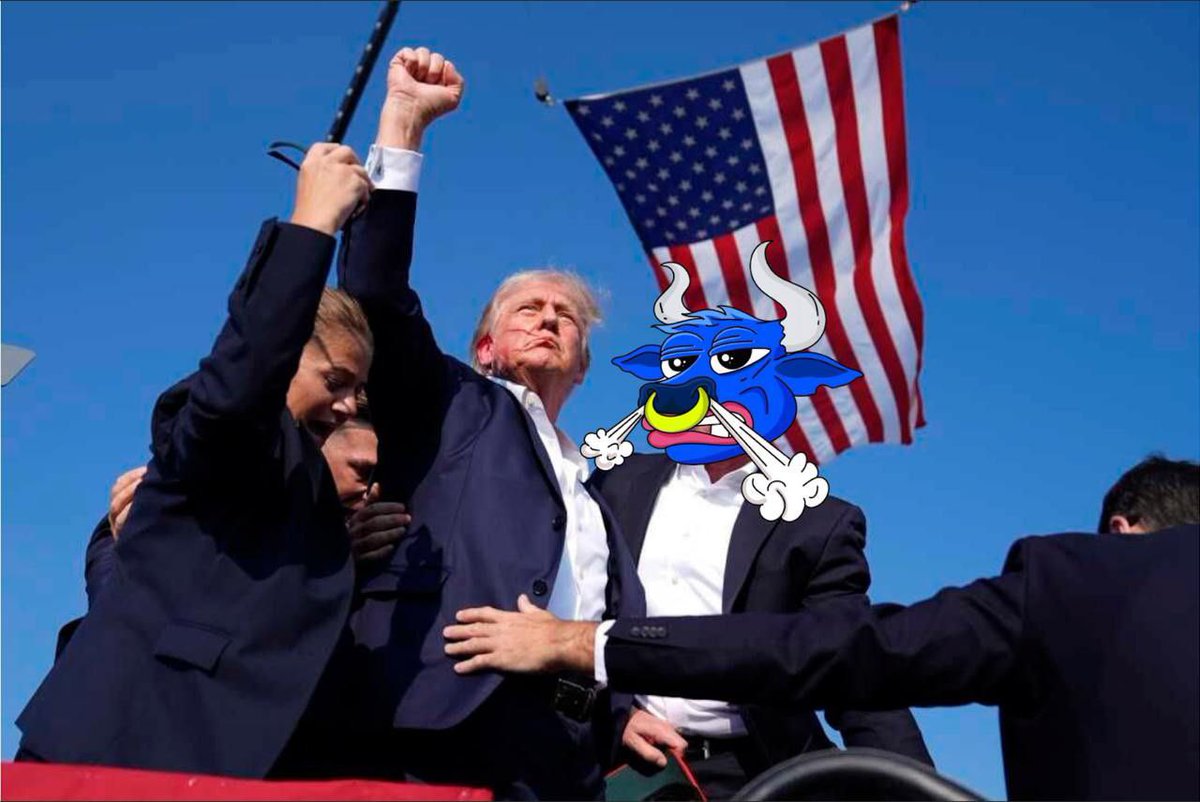Trump’s got Richo the Bull in his corner! 🐂💪 Ready to guard and charge forward with unmatched strength! 🚀💙 #BullGuard #Trump2024 #MAGA
