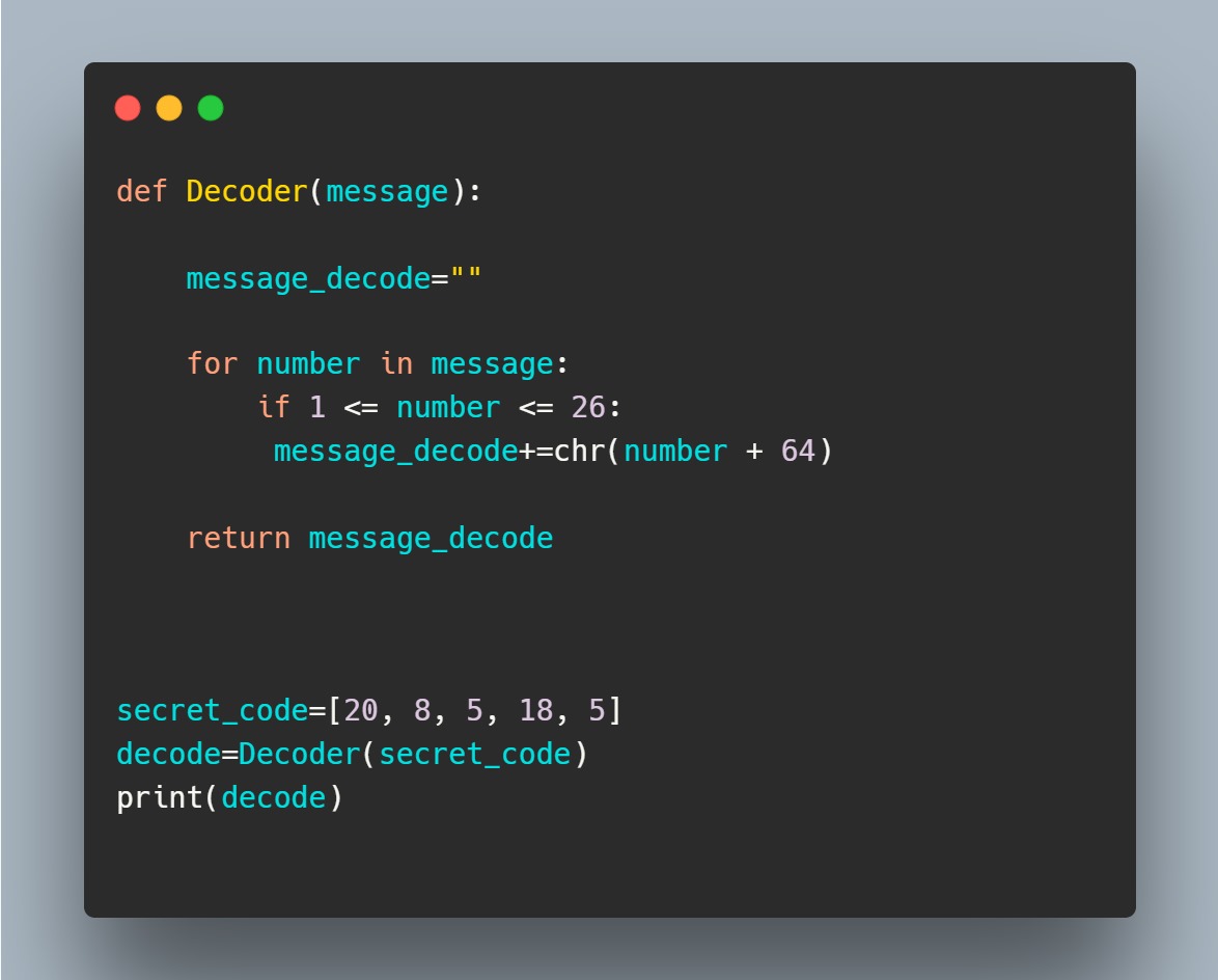 BilalCodes649's tweet photo. Decoder in #Python #100DaysOfCode https://t.co/3klUQQ4B7H