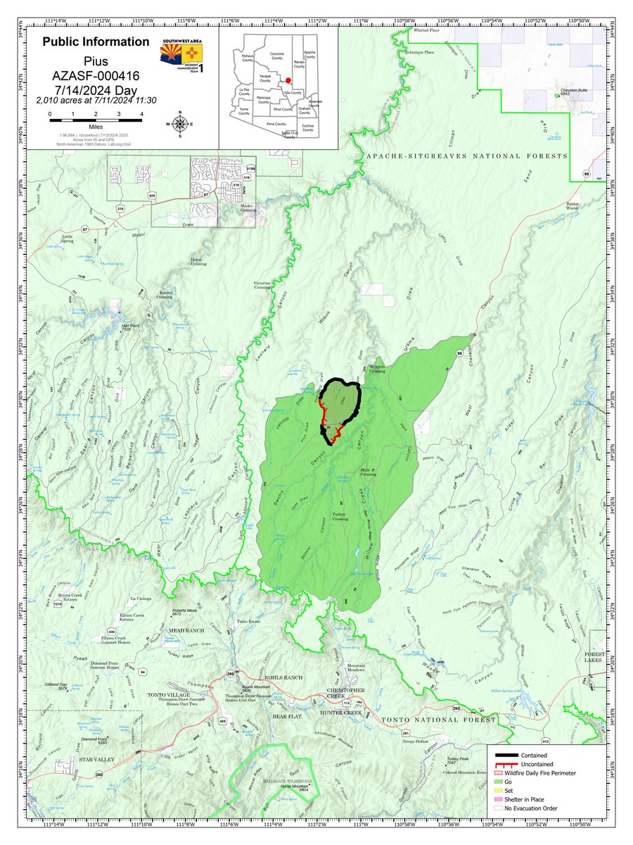 A_SNFs's tweet photo. Pius Fire - Daily Update - July 14, 2024
Highlights: Crews are making progress toward full suppression of the Pius Fire, which has reached 71% containment. The public is asked to avoid the fire area and abide by any posted signage. The cause of the fire is under investigation. https://t.co/90PG1mQVF2