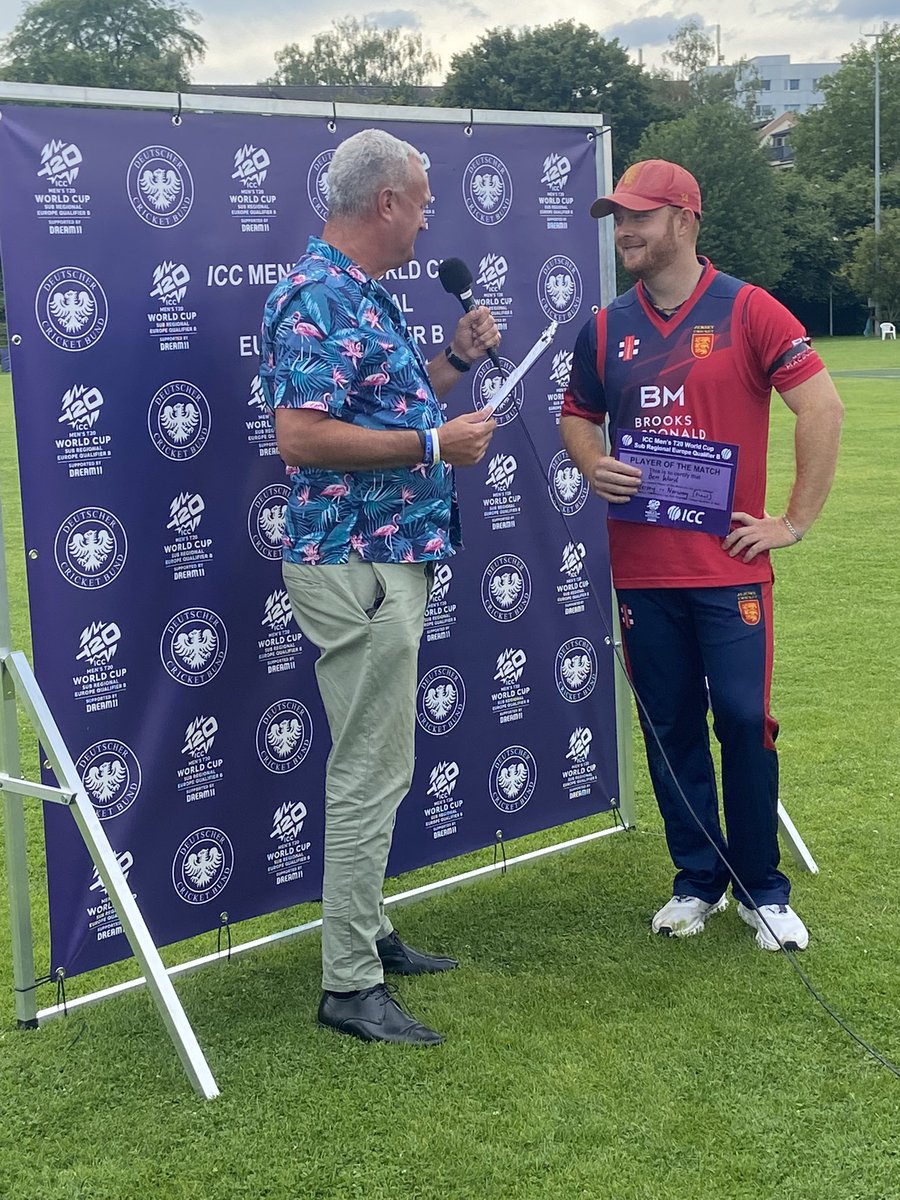 🔴 MENS CRICKET 🔴

Ben Ward getting used to being in front of the camera. 

Player of the Match and Player of the Tournament at the ICC T20 World Cup Sub Regional Europe Qualifier B 👏👏

🏆 4 Matches - 3 PotM Awards 

Congratulations Ben! 

#backingred🇯🇪