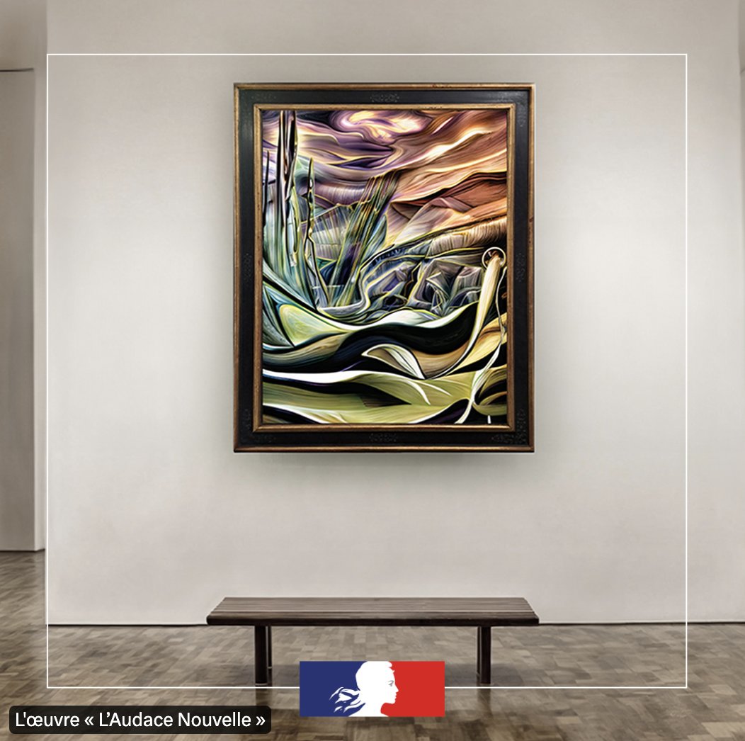 C'est un honneur d'avoir été choisi par l'État pour créer une oeuvre représentant l'Audace à la française pour le 14 Juillet 🇫🇷🙌

Nous avons utilisé le Mind-to-Image, technique développée dans notre laboratoire <a href="/obv_research/">Obvious Research</a>, pour imaginer une oeuvre surréaliste sur l'Audace.