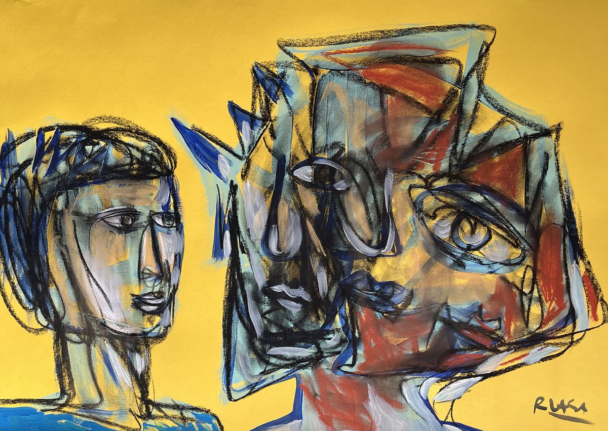 RomanLasa's tweet photo. Meet, pastel/gouache/paper, 50x70cm, 2024 #art  #artwork  #drawing #pastel #portrait #meet https://t.co/y9pXyPpZBC