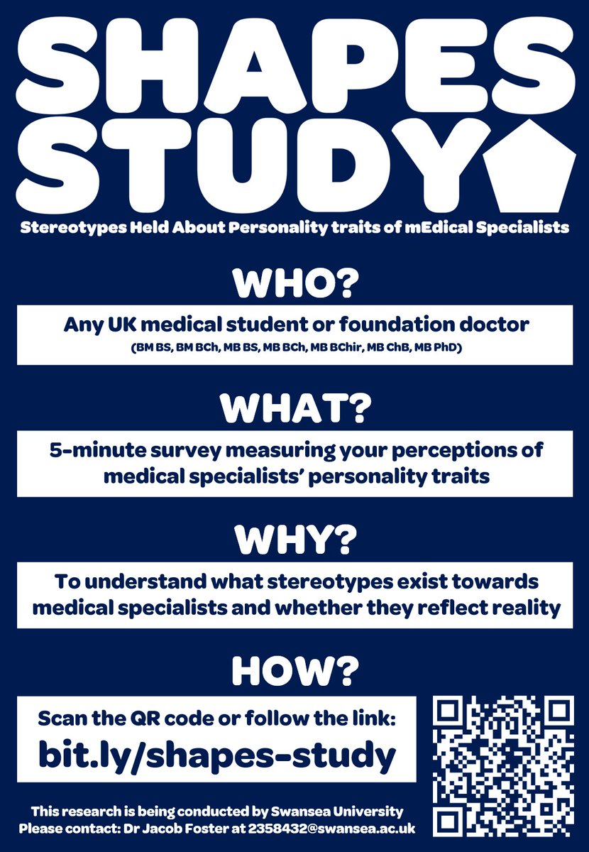 The SHAPES study is open to any UK medical student or foundation doctor and measures their perceptions of medical specialists' personality traits using a 5-minute online survey. The survey can be accessed via this link: bit.ly/shapes-study.