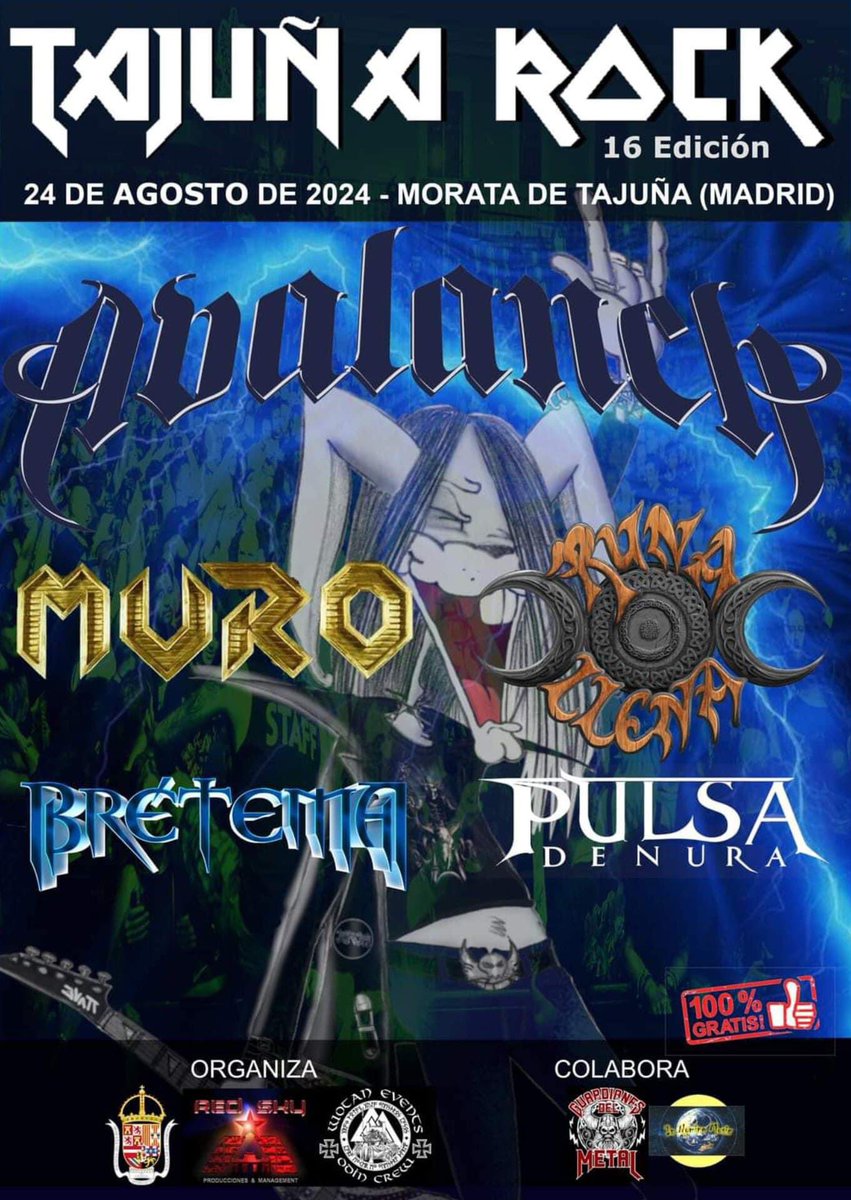 ¿Nos vemos o qué? 
24 de agosto en #TajuñaRock compartiendo escenario con grandes amigos.