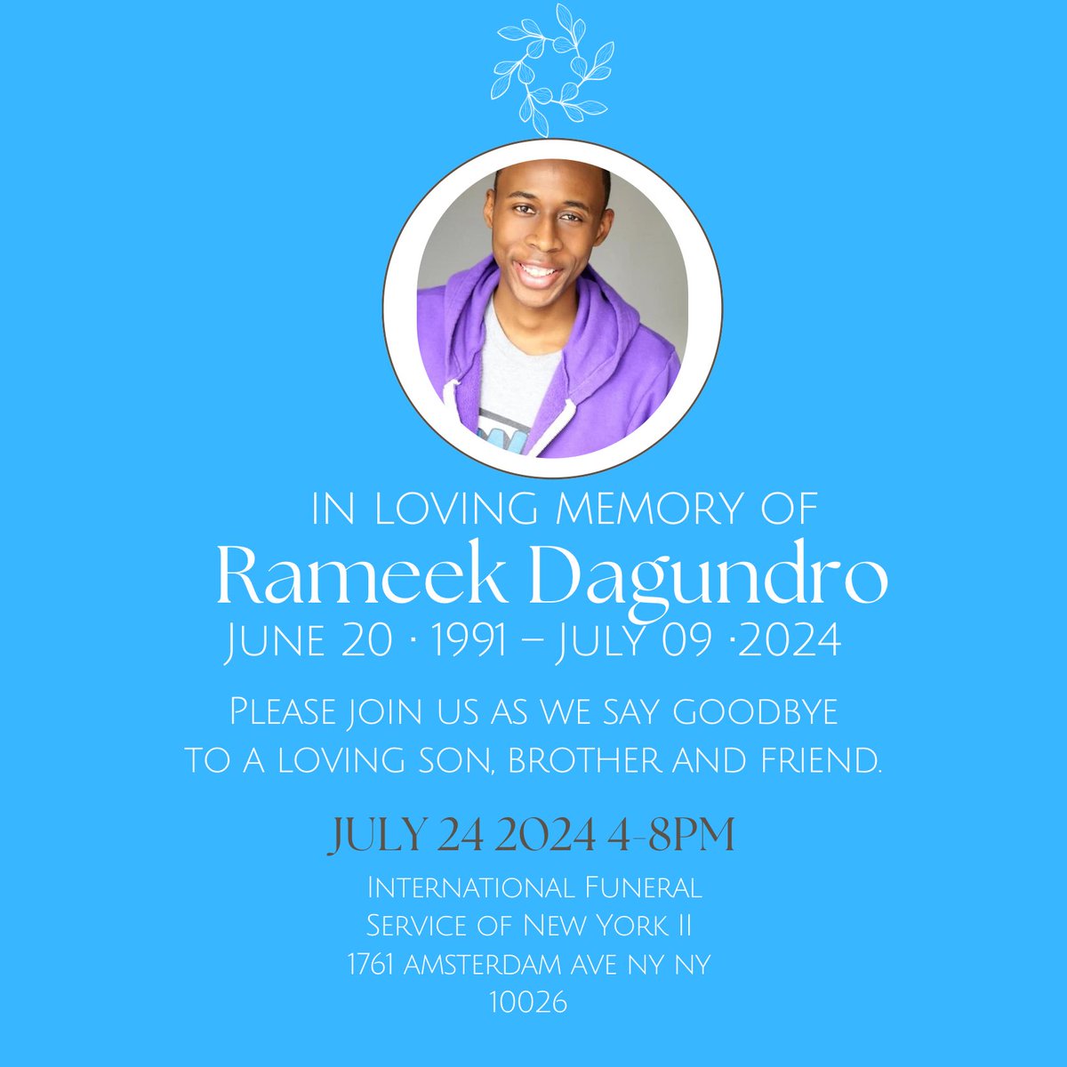 For everyone asking about a service for rameek Please share  &amp; please wear blue as this was a request from rameek mom 
❤️