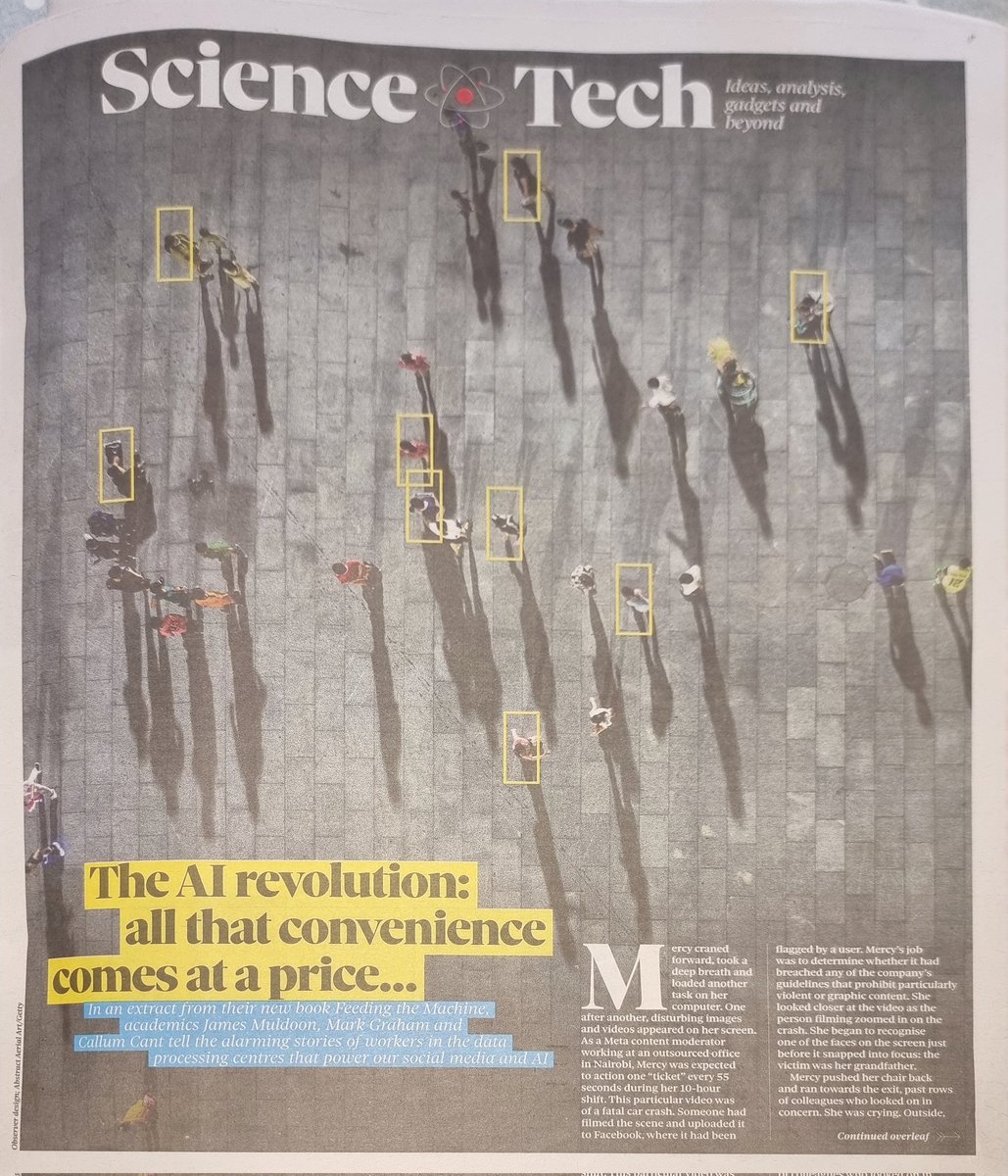TsuiAllen's tweet photo. Last weekend's @ObserverUK #NewReview supplement extract from #FeedingTheMachine by @geoplace @CallumCant1 and @james_muldoon_ feeds my long-held sentiments that AI is the current techno equivalent of the Emperor's New Clothes... https://t.co/XADsrkWhc4