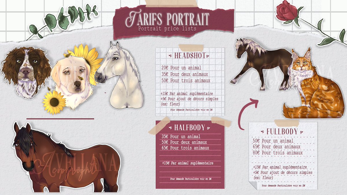 Av3llanaa's tweet photo. ✨Bonjour !

Je me présente : Avellana, artiste indépendante réalisant pas mal de choses !

Ce que je propose :
 ▫️ Des portraits animaliers de vos compagnons à quatre pattes.
 ▫️ Des Stream Packs pour les streamers.

N'hésitez pas à me contacter en MP !

RT apprécié 📷 ♥ https://t.co/hcCdNoM6P6