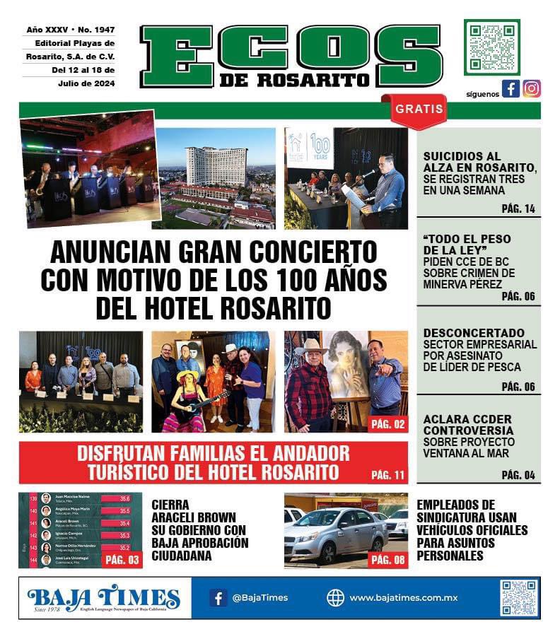 #Ecos1947
Ecos de Rosarito No. 1947 Disponible📰
¡Ya se encuentra en circulación la edición impresa de esta semana!

También puedes acceder a nuestro periódico interactivo 🌐: ecosderosarito.com/wp/wp-content/…