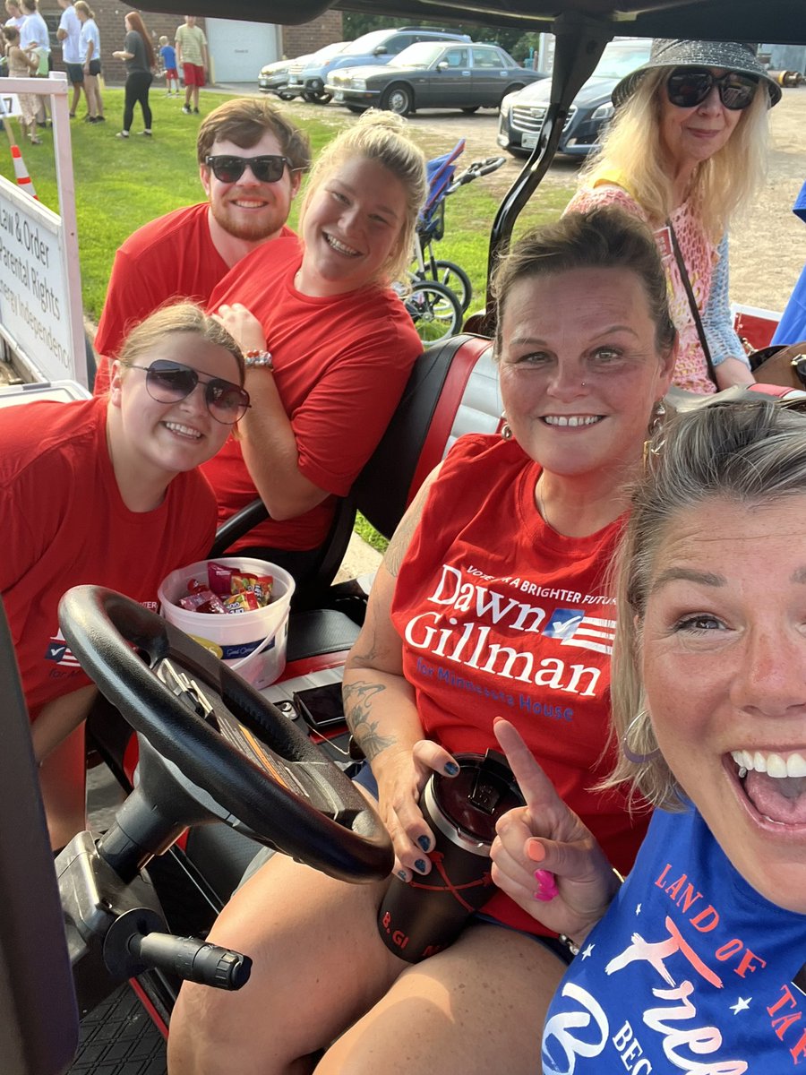 dawn_gillman's tweet photo. What a blast yesterday at Litcfield’s Watercade Parade. @SenatorLangMN fun to walk alongside you and serve great folks in MN #gillmanforhouse #parade #hotsummerfun https://t.co/X1nxSw385u