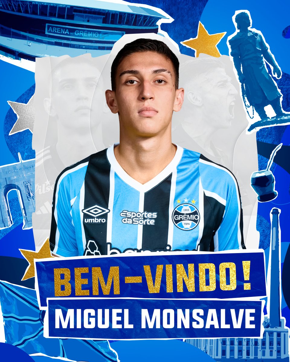 Gremio's tweet photo. MIGUEL MONSALVE! 🇪🇪 O atleta colombiano é o novo #ReforçoTricolor. Aos 20 anos, ele chega em definitivo para assinar com o Grêmio até o final de 2028.

Mais detalhes em: https://t.co/1KEDgwoT2Q https://t.co/HFmatEdDpc
