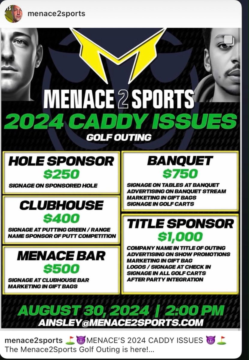 asianposh2022's tweet image. Hey Everyone! Check out @Menace2Sports Golf ⛳️ Outing August 30, 2024 2pm  in Dublin Ohio!  Friday before the season opener at The Ohio State University 🅾️ @CoachZachSmith @KristopherDrew_ @justinalauren #ainsleynutter #ProjectPat ☀️Go and support #menacearmy