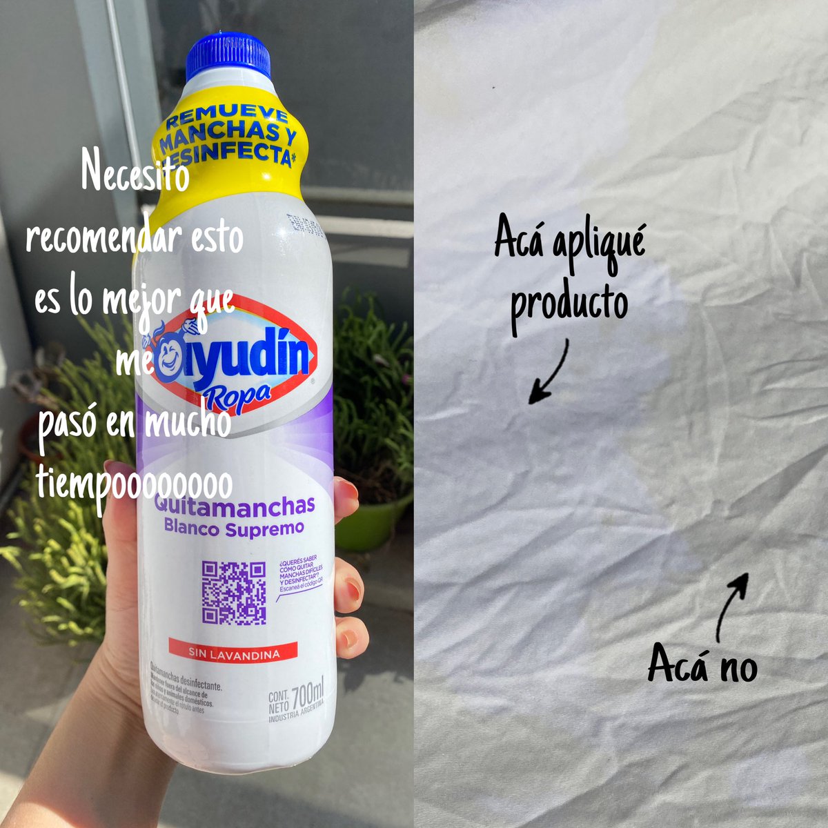 mariasnerd's tweet photo. @AyudinARG necesito 70 litros de este producto en mi casa porque pienso blanquear todo textil que se presente ante mi paso. https://t.co/hQe3R6rrRH
