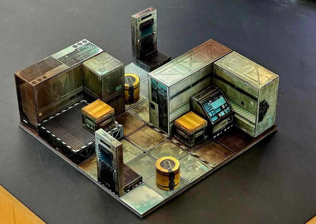 MalevMinis's tweet photo. A German #demonship fan sent me this STUNNING custom Demon Ship set and seeing my game rendered in 3d like it's from the #ps1 engine is so damn cool. It looks like a lil Shadow Moses base from #MetalGearSolid! I'm so jazzed to write expansions for this game. https://t.co/r2GQKZeoPZ