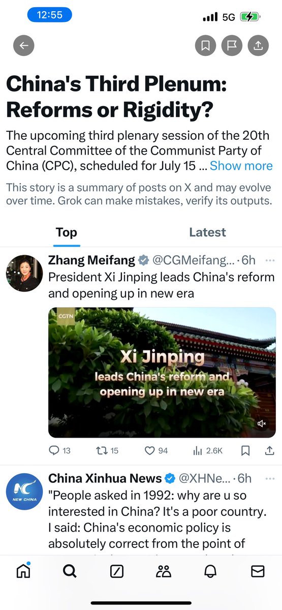 MaryGao's tweet image. X’s Grok AI serves me up a summary of #thirdplenum news that demonstrates the power of flooding. State- affiliated accounts full of pablum and positive energy flood the system and crowd out real analysis.