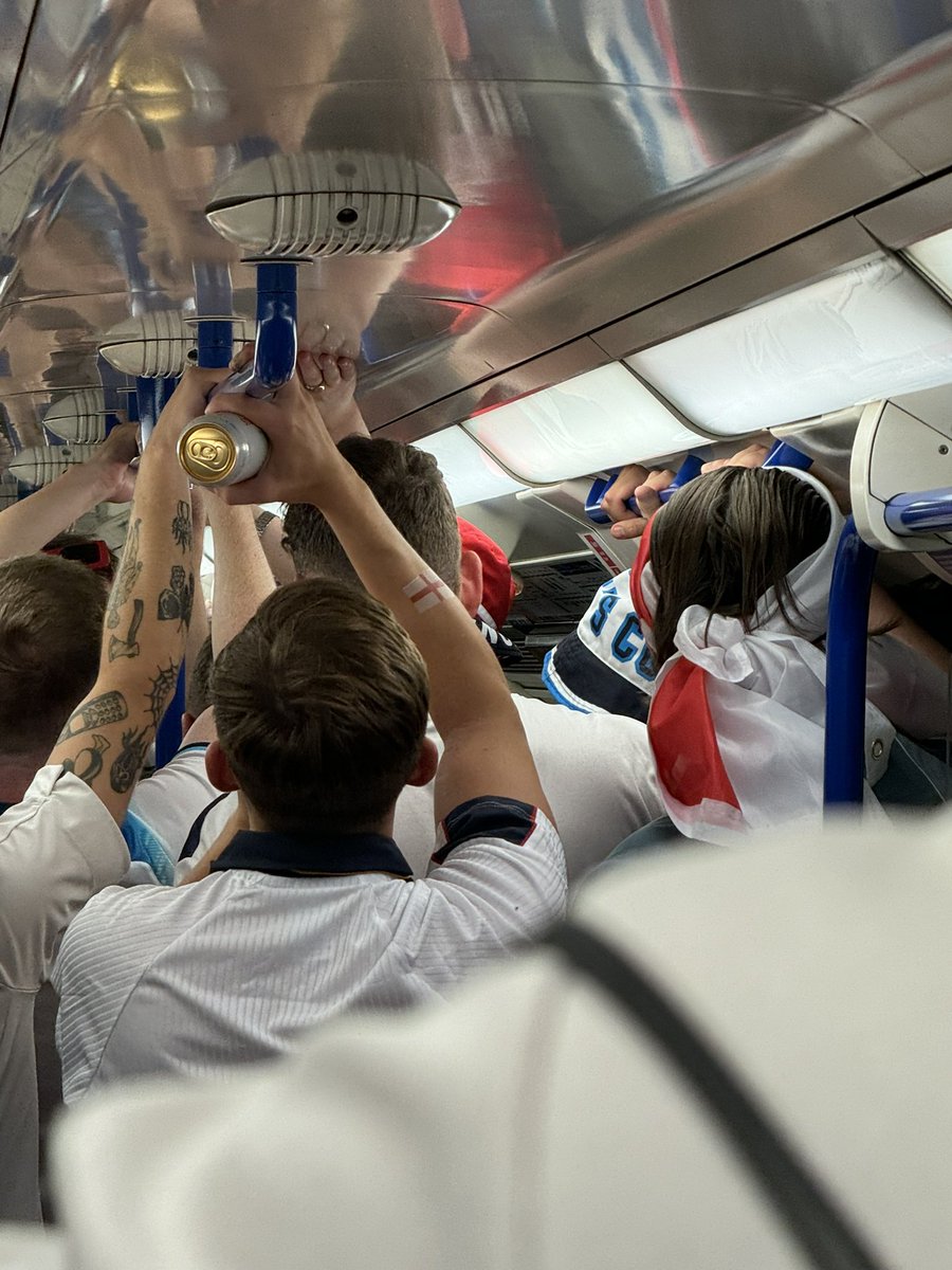 Great vibes in London at the moment. This was heading south on the northern line. It’s as if England are playing at home but none of the fans know where Wembley is! #ENG
