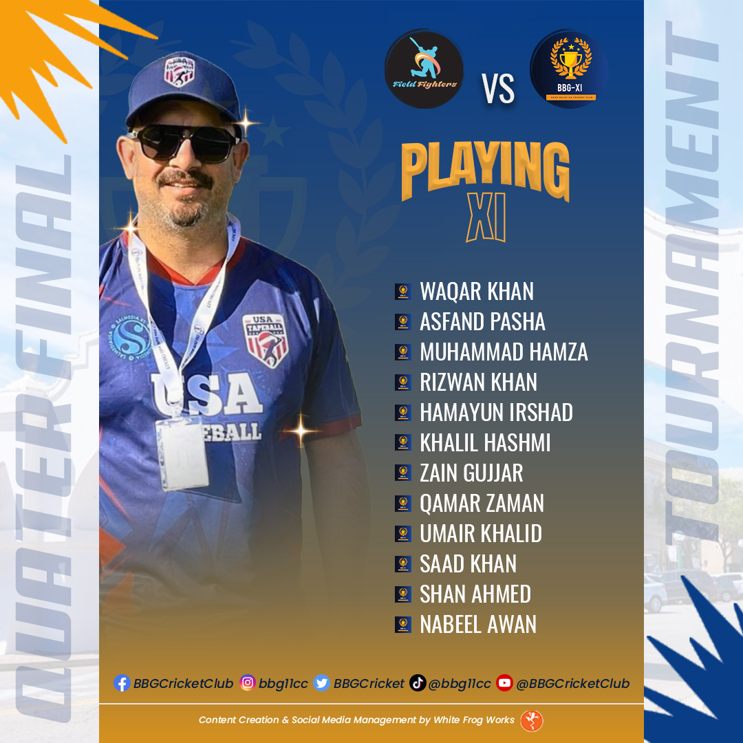 BBGCricket's tweet photo. "BBG Team's playing eleven set to face Field Fighters! Excitement in the air! 🙌🏏 #CricketMatch #BBGCricket"

✅ Follow Us 🔽
Facebook: BBG Cricket Club
Instagram: bbg11cc
Twitter: BBGCricket
Tiktok: @bbg11cc
YouTube: @BBGCricketClub

#bandbajayga #t20worldcup24🏆 https://t.co/S3R2GANQuP