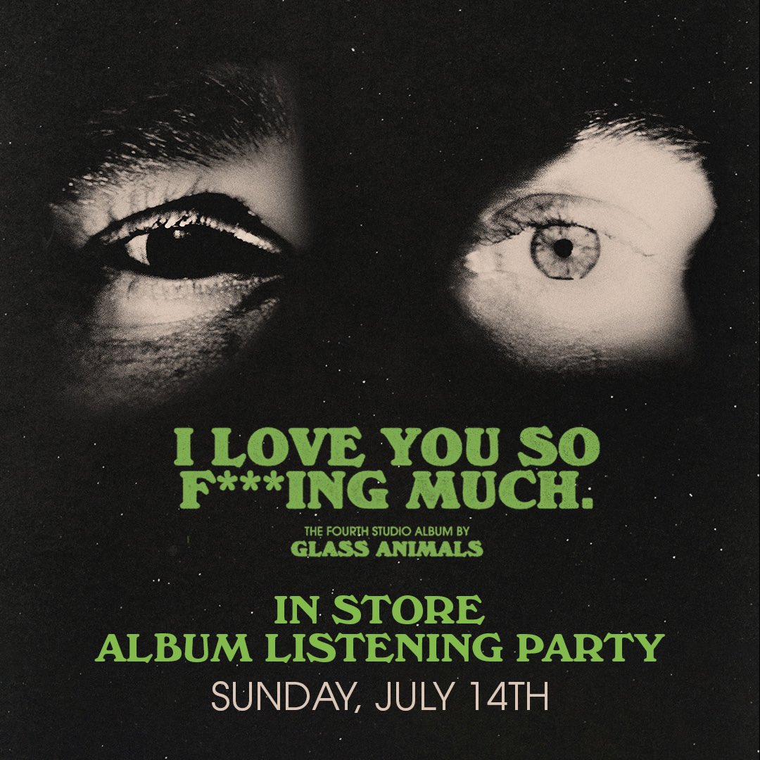 Today at all three stores! Hear the new <a href="/GlassAnimals/">Glass Animals</a> album almost a week before it comes out, free posters while supplies last, and more. Music starts at 3PM, hope to see you today! All ages/free to attend. #glassanimalslisteningparty