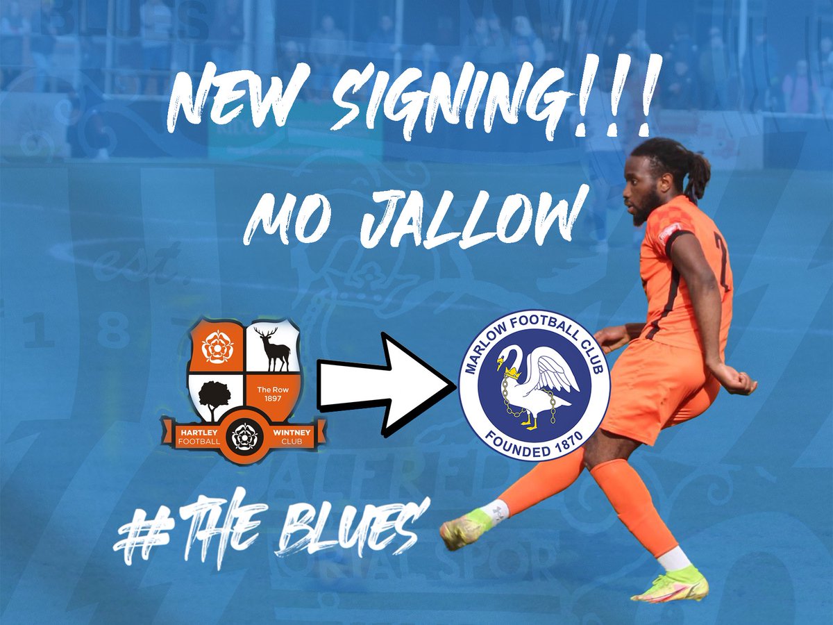 MarlowFC's tweet photo. ๐ SIGNING โ๏ธ
We are delighted to announce the signing of Mo Jallow from @HartleyFC
Mo can play in defence or out wide bringing strength & depth to our squad!
Welcome Mo ๐๐ป https://t.co/neABF2g4TQ
