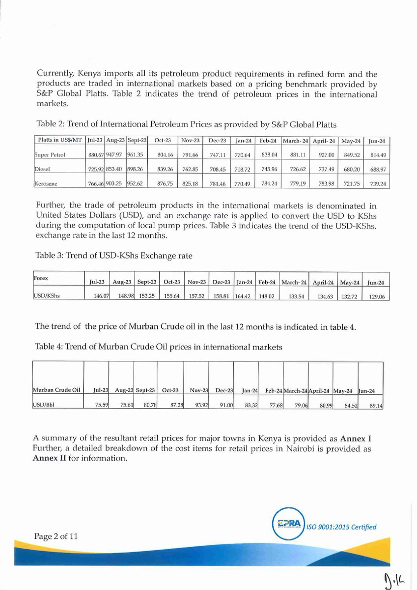 EPRA_KE's tweet photo. In accordance with Section 101(y) of the Petroleum Act 2019, Legal Notice No. 196 of 2010 and Legal Notice No. 26 of 2012, we have calculated the maximum retail prices of petroleum products, which will be in force from 15th July 2024 to 14th August 2024.^DC https://t.co/YKsh0IoYhs