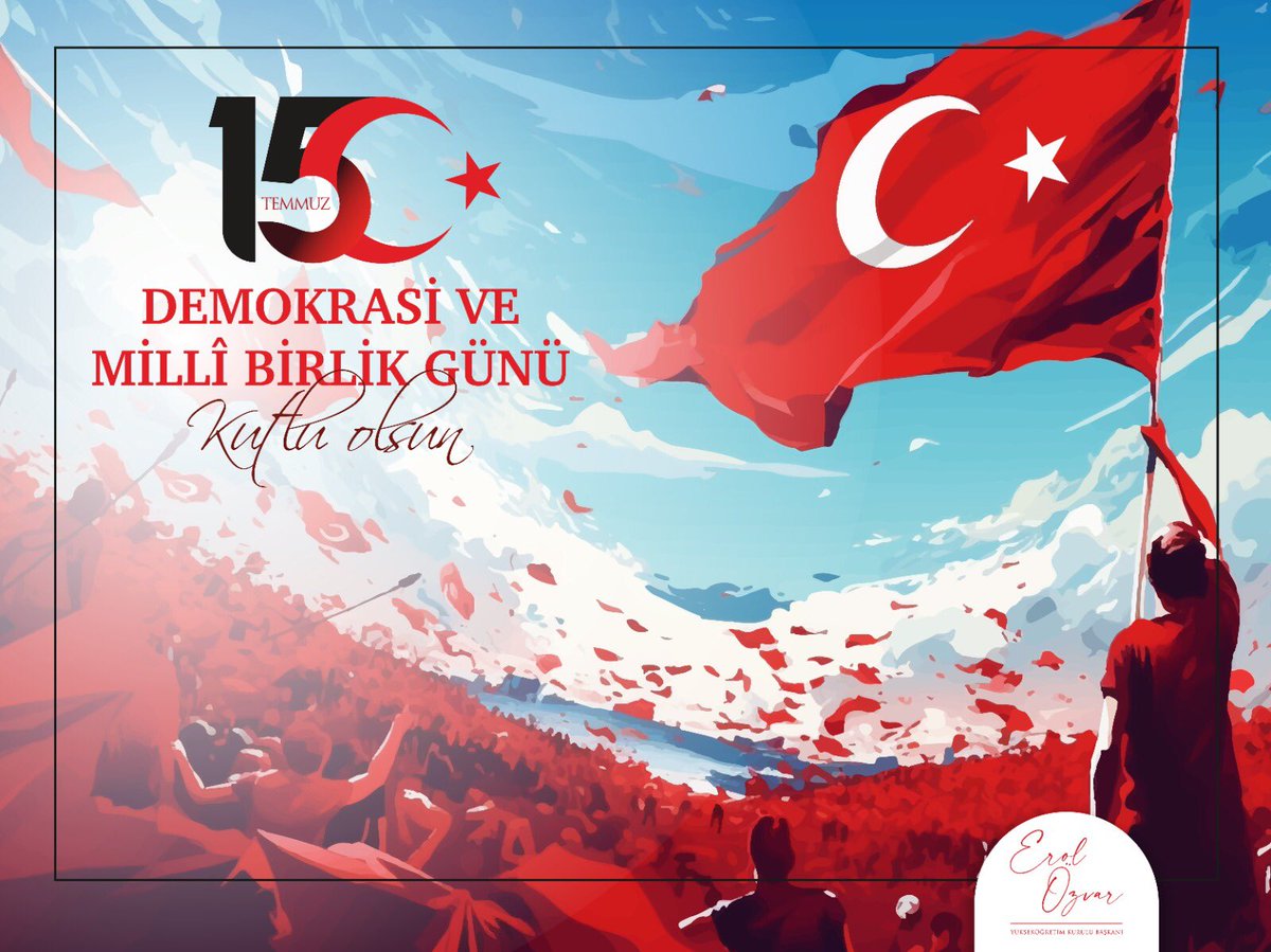 Kahraman milletimiz 15 Temmuz'da hain darbe girişimine karşı durarak destan yazdı. Vatanını savunarak hürriyetine sahip çıkan vatandaşlarımıza şükranlarımı sunuyor, aziz şehitlerimizi rahmetle yad ediyorum. Demokrasi ve Millî Birlik Günü kutlu olsun.

#15Temmuz Milletin Zaferi 🇹🇷