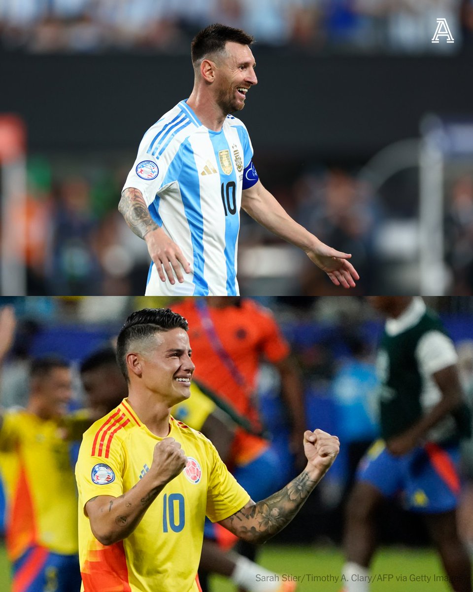 TheAthleticFC's tweet photo. 🇦🇷 Lionel Messi vs. James Rodriguez 🇨🇴

Two talismanic figures for Argentina and Colombia respectively – who will lead their country to victory in the Copa America final?

#CopaAmerica https://t.co/lxmbiJYqRj