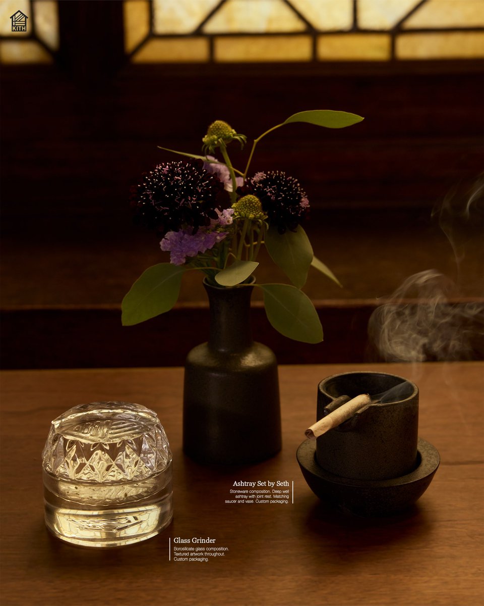 KITH's tweet photo. Kith for Houseplant

We partnered with the cannabis lifestyle brand to present a collection of thoughtfully crafted homeware as seen through our lens.

Crafted with meticulous attention to detail and premium materials, this collection includes the Ashtray Set by Seth, Marble Rolling Set, Glass Grinder, and Gloopy Candle. Each piece maintains its original structure while updated with custom Kith and Houseplant co-branding and is offered in custom packaging. 

Available tomorrow, July 15th at 11AM EST/CET at Kith shops and on https://t.co/FWjJ5qZuq0, https://t.co/1cp5LQoH5q, https://t.co/o6ZJlvnZpW & the Kith App.
