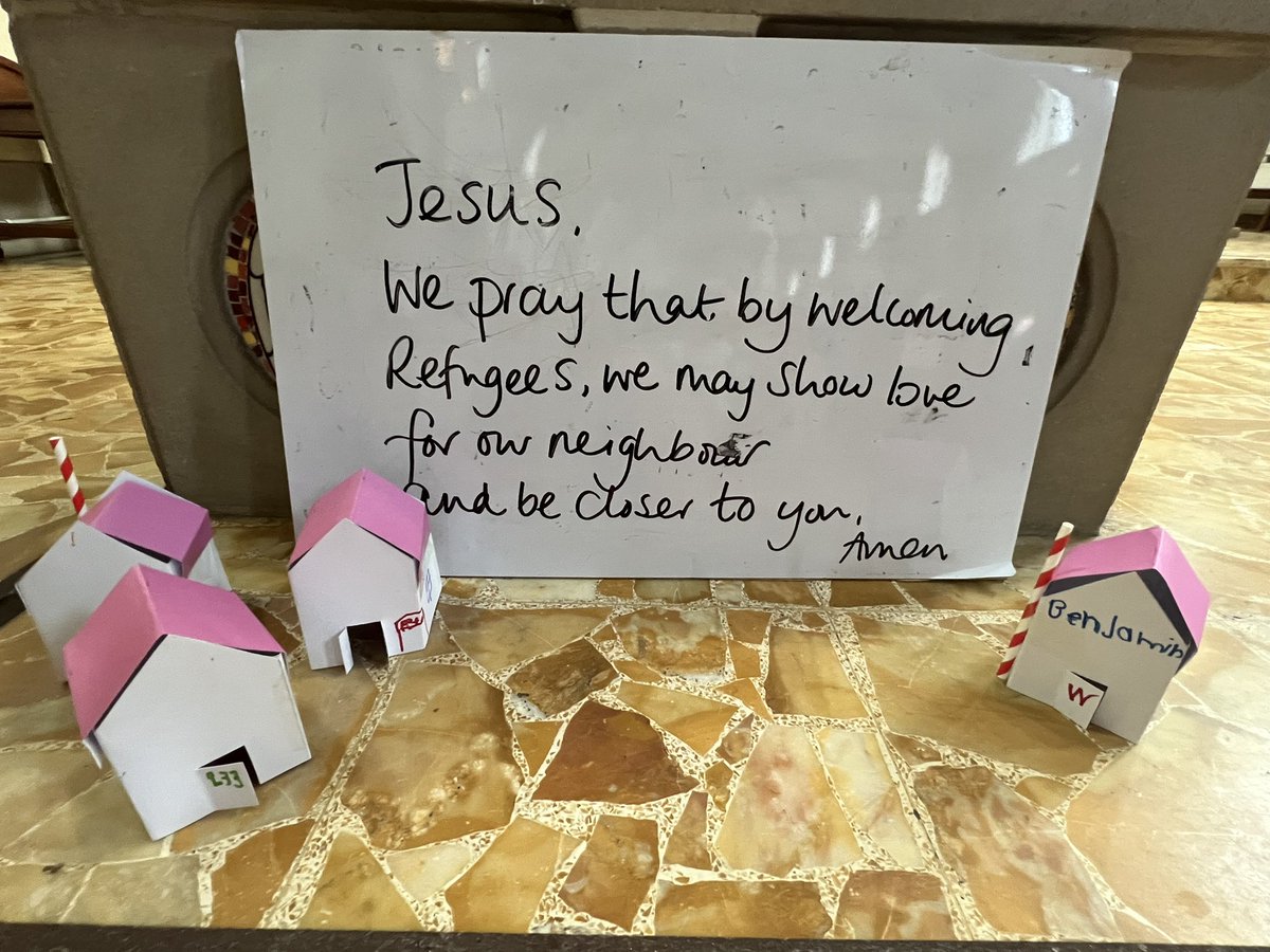 OlolLiturgy's tweet photo. #FifteenthSundayinOrdinsryTime We thought about how we can show welcome to displaced people from around the world just as the disciples were shown welcome as they travelled the land spreading God’s word 👣 @ourladyoflourd1 #BhamDes #RCBirmingham #BCPP_ https://t.co/NUW1WTJXTH