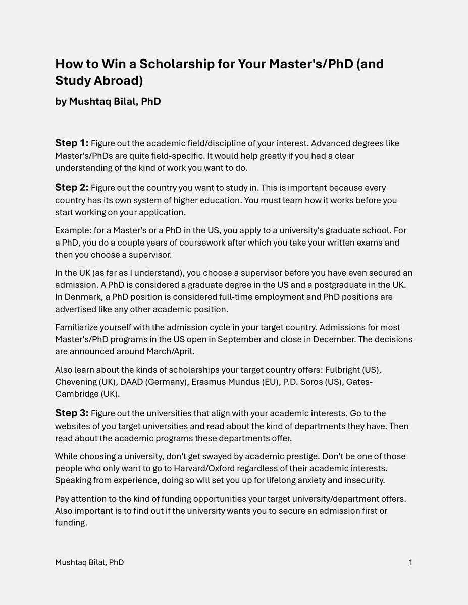 MushtaqBilalPhD's tweet photo. How to Win a Scholarship for Your Master's/PhD (and Study Abroad)

A step-by-step guide on what to do and what not to do. https://t.co/HyOPNlF3Sm