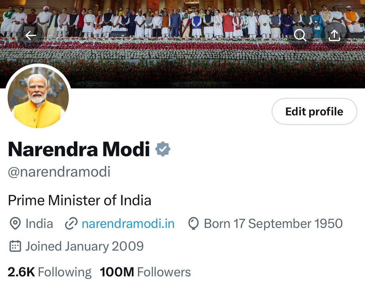 Pradeep15795325's tweet photo. मोदी जी तो 100 मिलियन को जोड़ लिया
क्या भारत में सबसे ज्यादा @X पर followers मोदी जी के ही हैं
#Wimbledon
#Congratulationsmodiji
@JATbera1 @Manojkukna4 @AnitaChoud94618 @SushilaKajla2 @1stIndiaNews @seemabadiyasar https://t.co/5bXknu1tTI