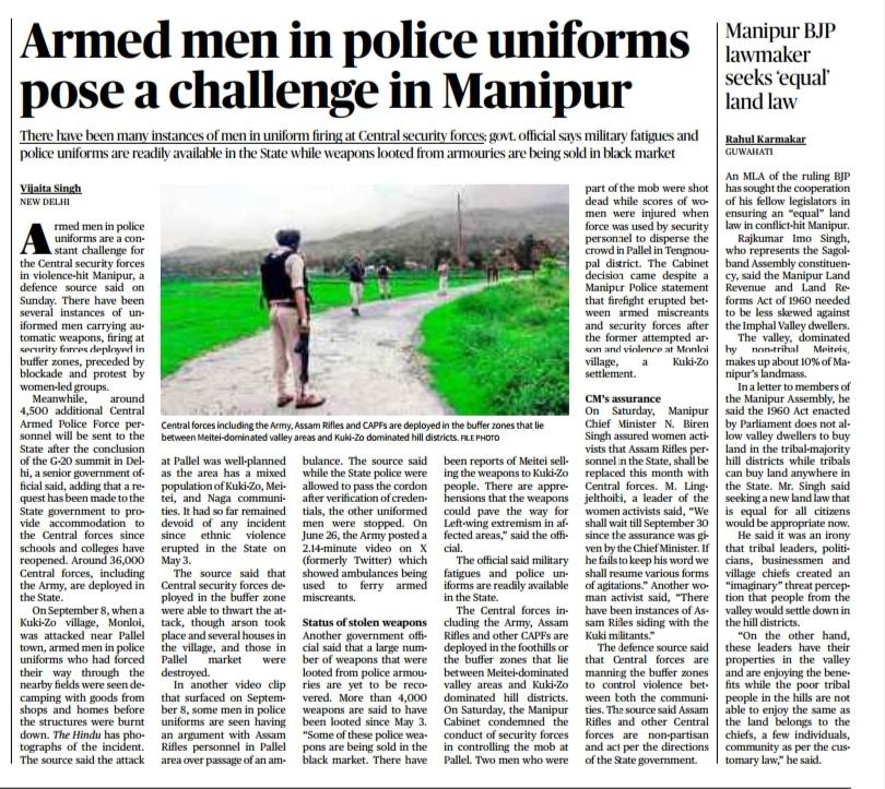 KipsKuki's tweet photo. #Manipur
A @crpfindia jawan got martyred today in Jiribam while trying to mediate &amp; pacify the MP commando. This is the level of meitei police's involvement in ds conflict. They initially shielded d AT &amp; VBIGs n continue to do so which is y they're not trusted by neutral forces. https://t.co/0p8uSYcXMi