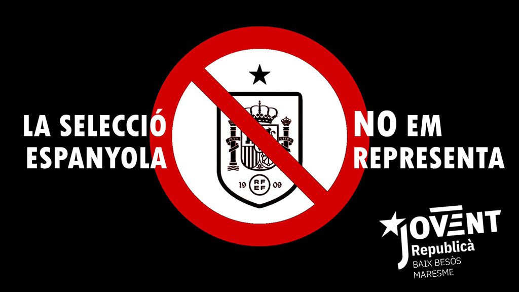 🔜En una estona tindrem els carrers del Baix Besòs Maresme plens d’espanyolisme perquè els ajuntaments han permès la instal·lació de pantalles gegants 📺 per seguir la final de l’Eurocopa.

Nosaltres ho tenim clar, ❌ mai amb la selecció que ens oprimeix com a nació.