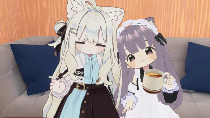 #おうつちのVRC日記キプフェルちゃんとねこひなた 姉妹みたいでかわよ 