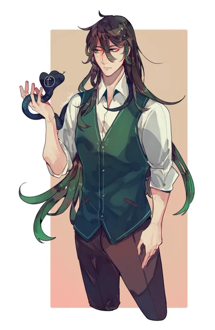 Another blood boi!This one got a huge redesign by  and looks pretty sharp~He and his good friend Snek are ready to be romanced! XD 