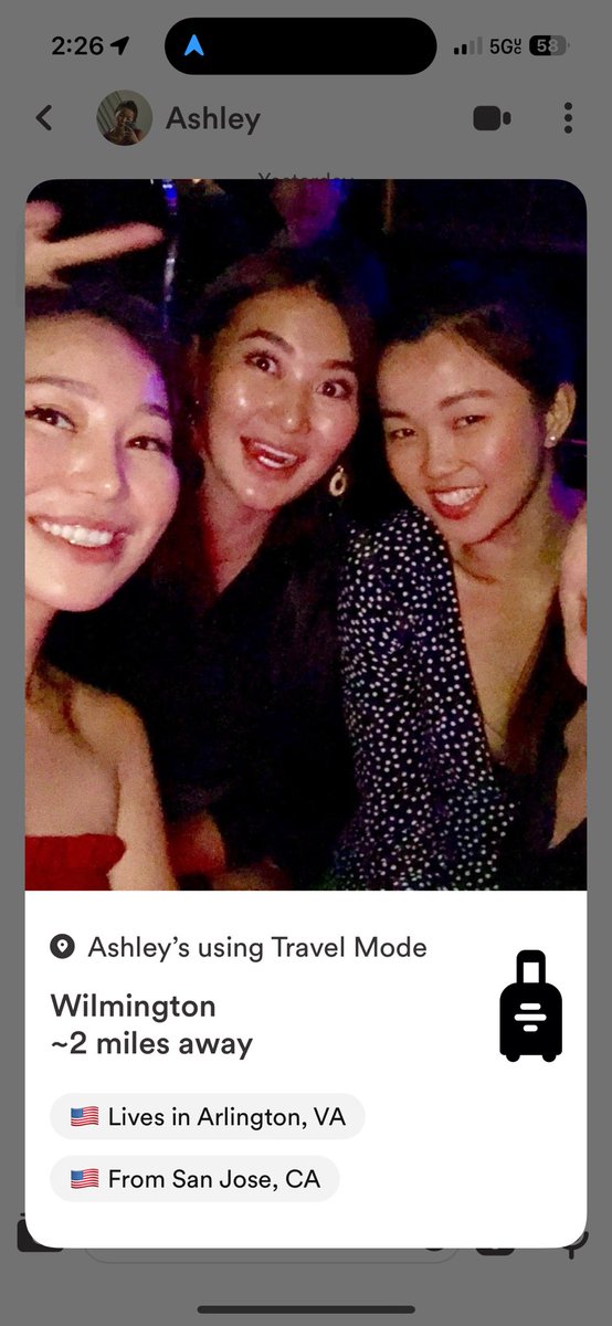OrganizerMemes's tweet photo. Update: the spy is also using travel mode to match with staffers near Biden HQ in Wilmington. If you are in dc or Delaware beware she is trying to infiltrate the campaign. Please share to alert more people of this security threat https://t.co/wJ0AZpoal1