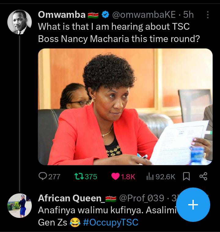 #OCCUPYTSC
#REINSTATE742INTERNS
#CONFIRM46KINTERNS
#TAKEEVILQUEENNANCY KAMITI