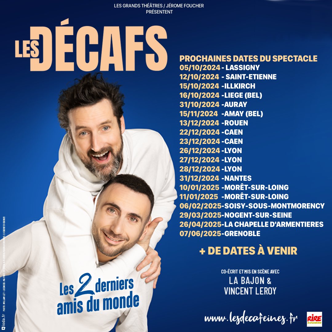Premières dates de tournée en ligne ! 
Spectacle co-écrit et mis en scène avec <a href="/LaBajon/">La Bajon</a> et Vincent Leroy ! 
En partenariat avec <a href="/rirechansons/">Rire et Chansons</a> 📻