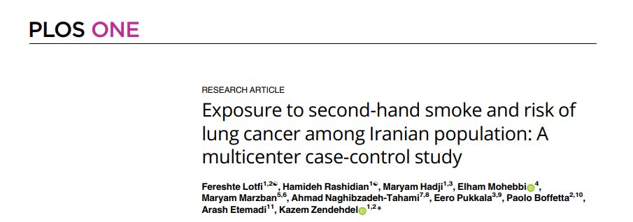 Our latest paper is now published in <a href="/PLOSONE/">PLOS One</a> ! It emphasizes how second-hand smoke exposure significantly increases lung cancer risk. Factors like hours of exposure and age all play crucial roles. Check it out here: journals.plos.org/plosone/articl…

#LungCancer #SecondHandSmoke