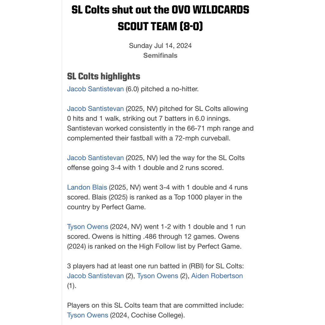 SLColts's tweet photo. Congratulations to the SL Colts players being recognized in the @pg_nevada 18u Summer League Playoffs game 2 #pgsummerleague #SLColts #colts #coltsbaseball #believe #family #love #summerball
.
.
.
#trusttheprocess #baseball #meadowsbaseball #lasvegas #MFRA https://t.co/pPsWSWsb62