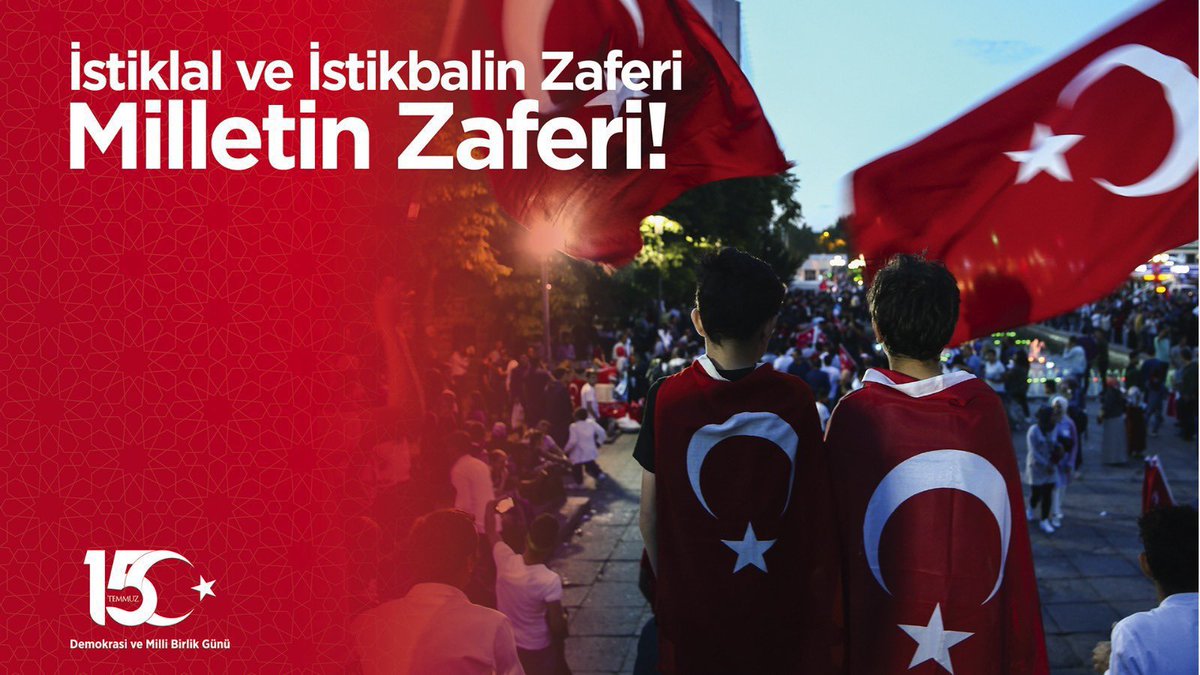 Demokrasi ve milli iradenin zaferi olan 15 Temmuz’ un yıl dönümünde, şehitlerimizi saygıyla anıyor, milletimizin kahramanlığını gururla hatırlıyoruz.
🙏🇹🇷