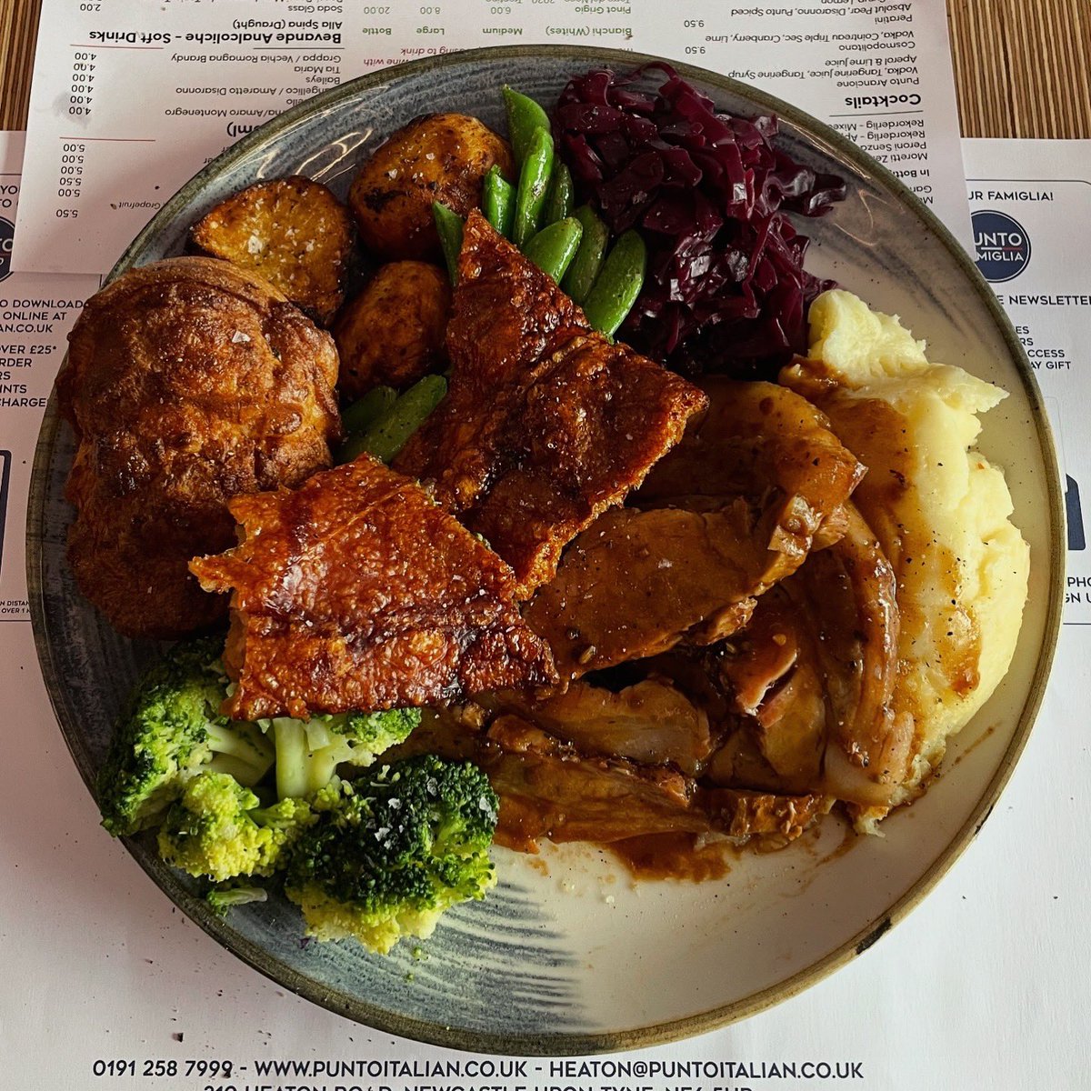 eatnewcastle's tweet photo. In my opinion - the best roast dinner in Newcastle is @PuntoItalian ⭐️ 

For £18 you can choose Beef or Porchetta. The roast pork is genuinely fantastic 🐷 It’s homemade with Pork Loin from @BlocknBottle rolled with garlic, herbs and a touch of chilli.

And it’s on @snapsaver ‼️ https://t.co/vc4Z3XpM2F