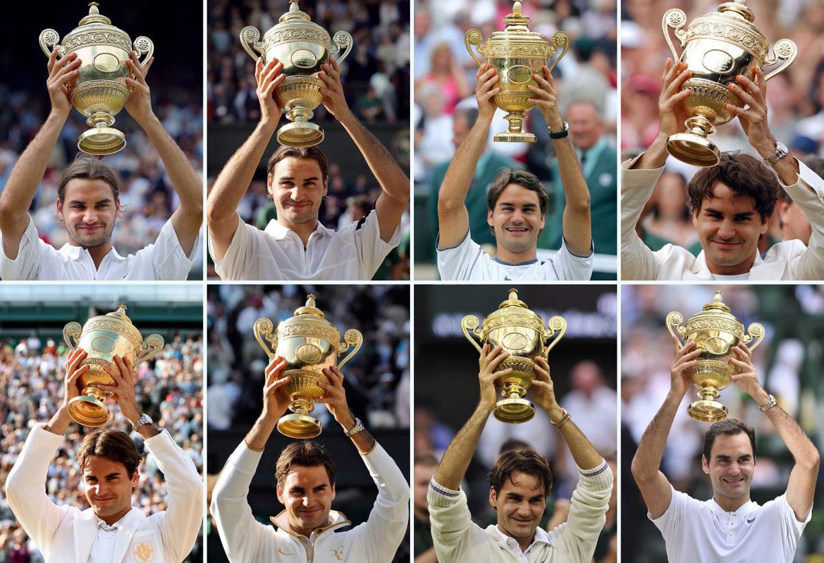 .<a href="/rogerfederer/">Roger Federer</a> Remains As The Player With Most Wimbledon Titles In The Open Era With 8 Trophies 🏆💚 .