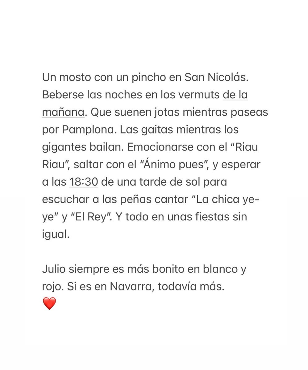 HectorChueca's tweet photo. Hoy que acaba San Fermín, un poco de su esencia en unas líneas. Qué ganas de julio de 2025.❤️ https://t.co/pdIpoBK6tp