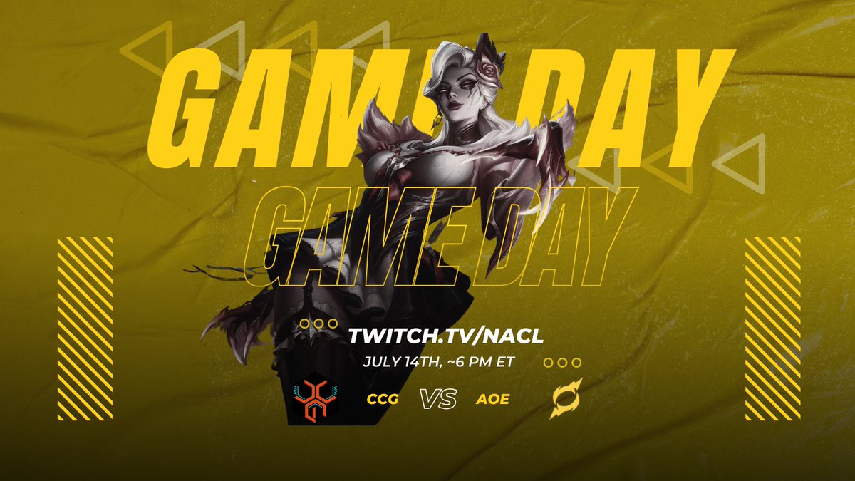esports_aoe's tweet photo. [ 💫 - #AOELoL ]  

GAME DAY! 

Tune in tonight ~6 PM ET at https://t.co/Nm9PtmP1xe or https://t.co/4h7LToq86j to watch us play CCG! 

#AOE #TakeEffect https://t.co/dw41nZifwx