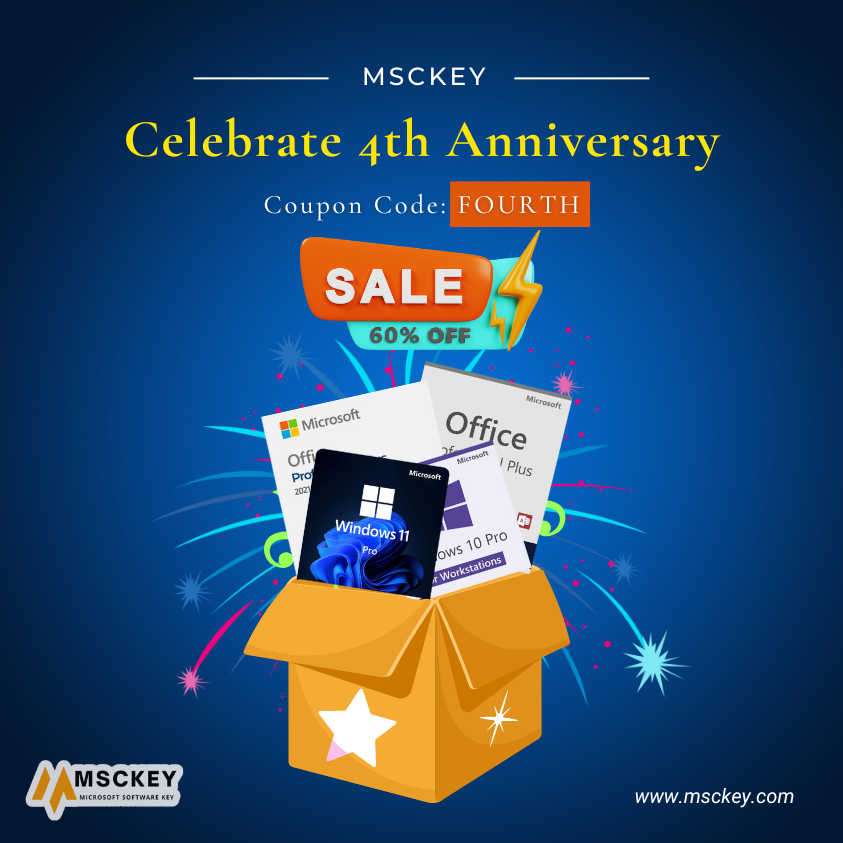 Celebrate Msckey's 4th Anniversary with a huge 60% off MS software keys! 🎉 Get Office 2021 from just $16.07, with instant delivery and  Don't miss out!

- msckey.com

#BigDiscount #SoftwareSale #MsckeyAnniversary #Office2021