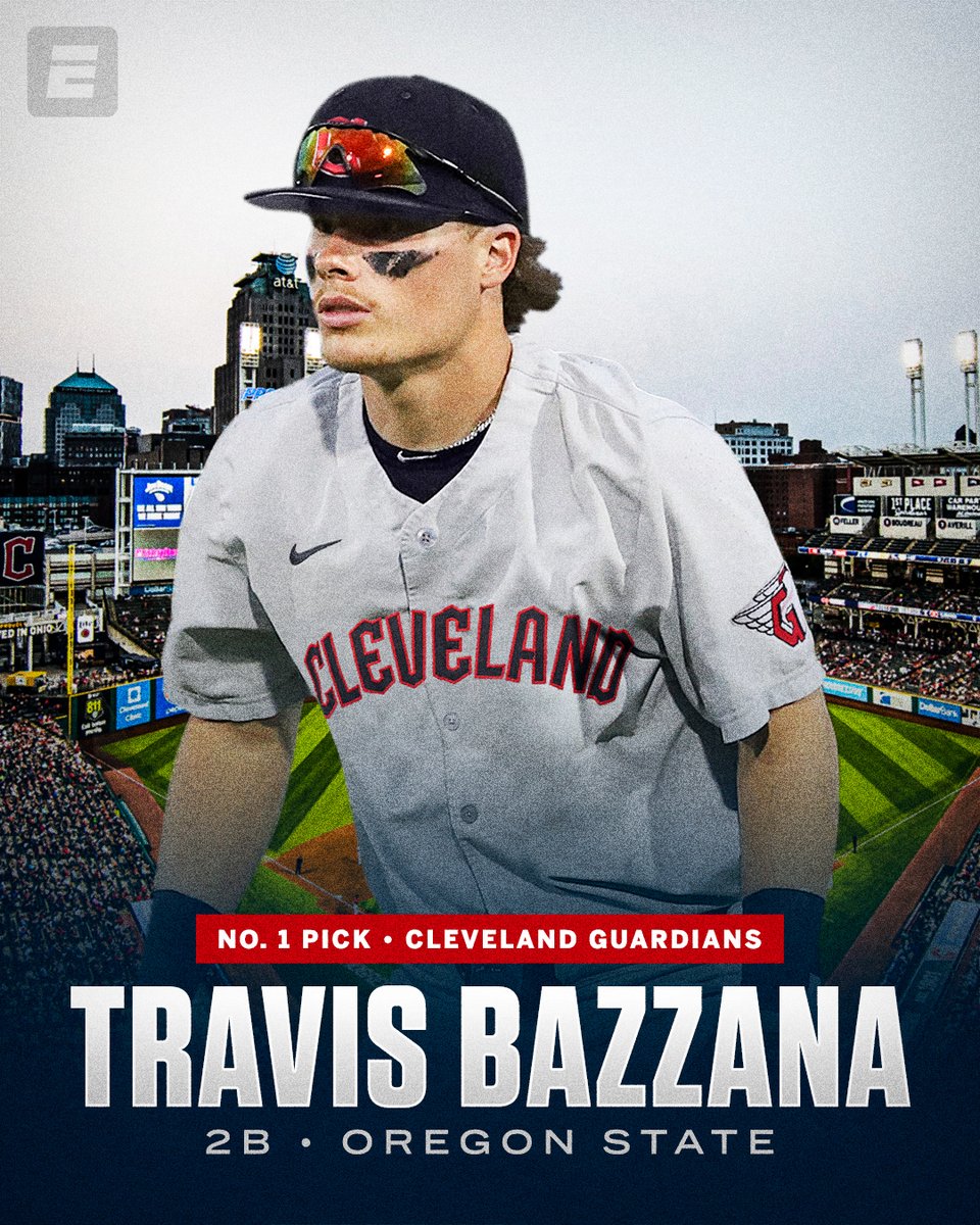 With the first pick in the MLB Draft, the Guardians select 2B Travis Bazzana from Oregon State.