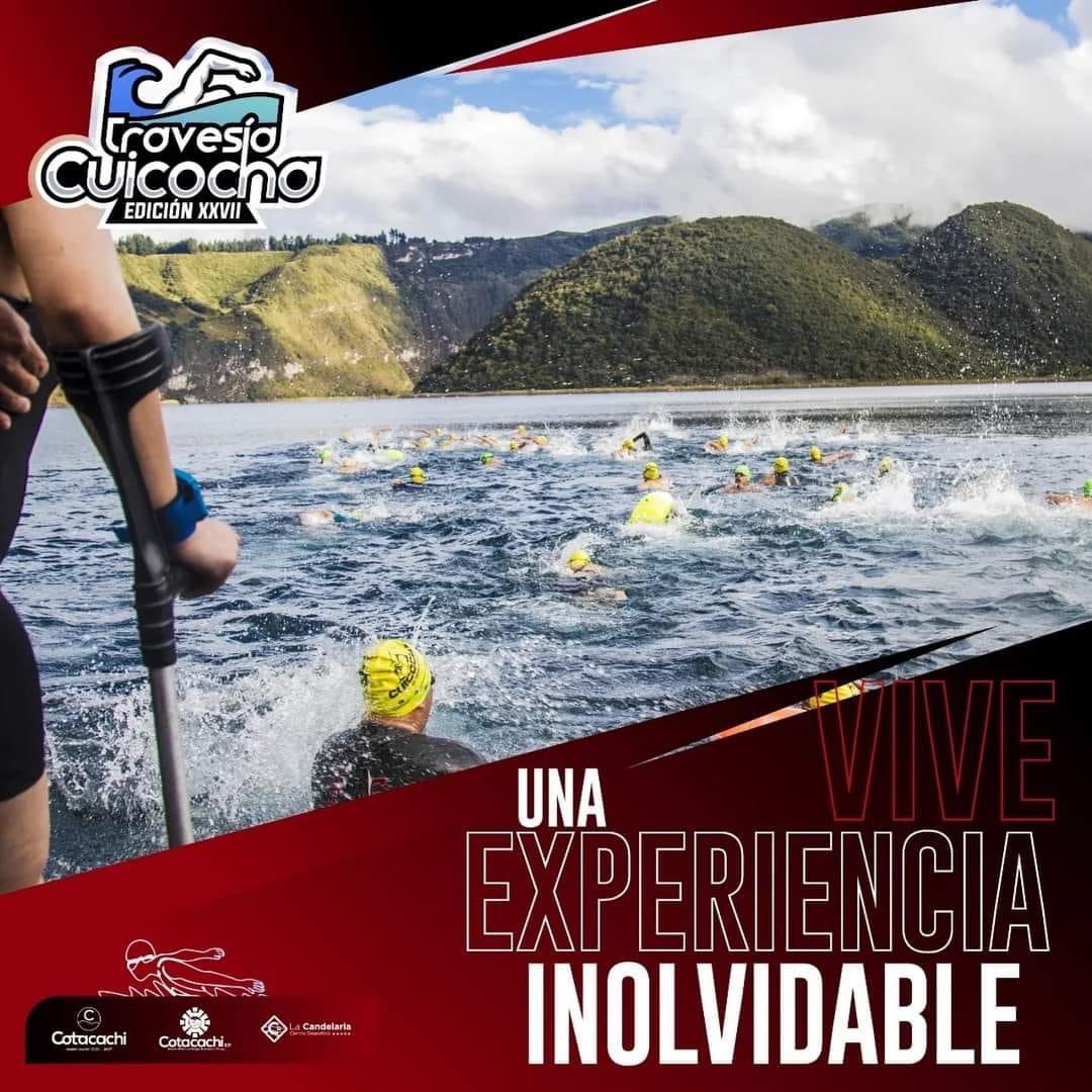 Domingo 21 de julio 07H00 competencia de aguas abiertas en el cráter del volcán activo. Inscríbete