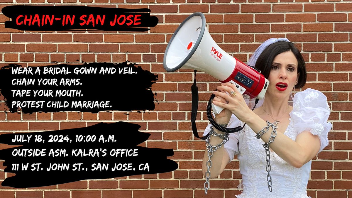 UnchainedAtLast's tweet photo. #ICYMI, we're Chaining-In with advocates & survivors outside Asm. @ash_kalra's San Jose office on Thursday to demand he stop blocking the bill to #EndChildMarriage in #California: https://t.co/1xAf8QOAK7
#ChainIn #ChildMarriage #EndChildMarriage #AB2924 #PassAB2924 #GirlsMatter https://t.co/BauXaj62sU