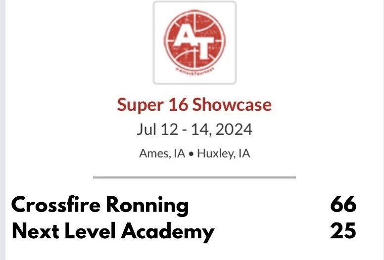 CrossfireRonning (@mncrossfire) on Twitter photo Finished weekend with blow out win against Next Level Academy IA. We just overmatched them today and fired on all cylinders. <a href="/mncrossfirebb/">Minnesota Crossfire Basketball</a>
J. McAndrew 16 pts (4 treys)
K Wessman 11 pts, 3 stls Finished weekend with blow out win against Next Level Academy IA. We just overmatched them today and fired on all cylinders. <a href="/mncrossfirebb/">Minnesota Crossfire Basketball</a>
J. McAndrew 16 pts (4 treys)
K Wessman 11 pts, 3 stls