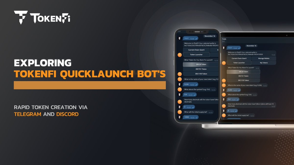 TokenFi QuickLaunch Bot allows users to create tokens seamlessly and quickly across several top EVM blockchains directly from their mobile devices through their #Telegram and #Discord apps.

#TokenFi is powered by $TOKEN ⚡