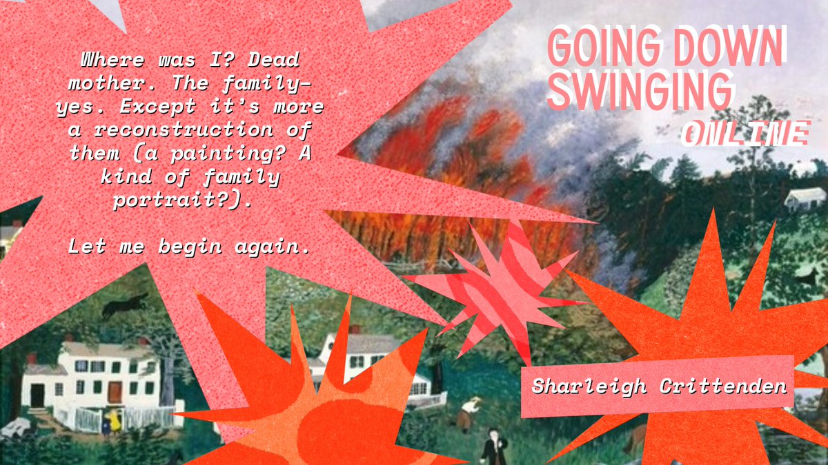 The latest online, a piece of fiction by the talented Sharleigh Crittenden about dysfunctional family and letting go. 🔥🔥Read it here: goingdownswinging.org.au/archives/lesso…